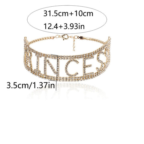 Rhinestone Bling Choker Necklace Letter PRINCESS Wedding Accessories CODE: KAR591