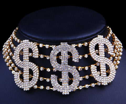 Choker Necklace For Women Rhinestone Choker Letter Necklace Statement Collar CODE: KAR646