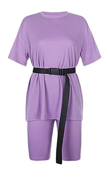 Sleeve Top And Biker Shorts Casual Two Piece Sets CODE: KAR659