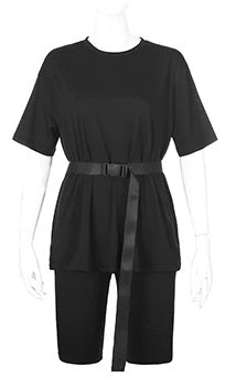 Sleeve Top And Biker Shorts Casual Two Piece Sets CODE: KAR659