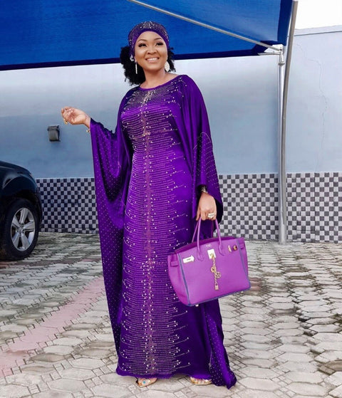 Plus Size Dashiki Diamond Beads African Clothes Abaya Dubai Muslim Dress CODE: KAR669