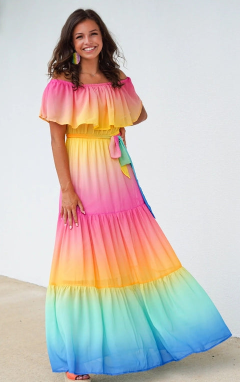 Off Shoulder Ruffled Loose Summer Maxi Dress CODE: KAR677