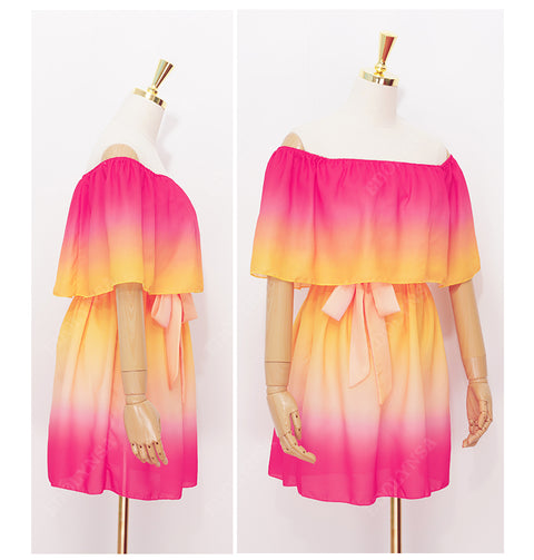 Off Shoulder Ruffled Loose Summer Maxi Dress CODE: KAR677