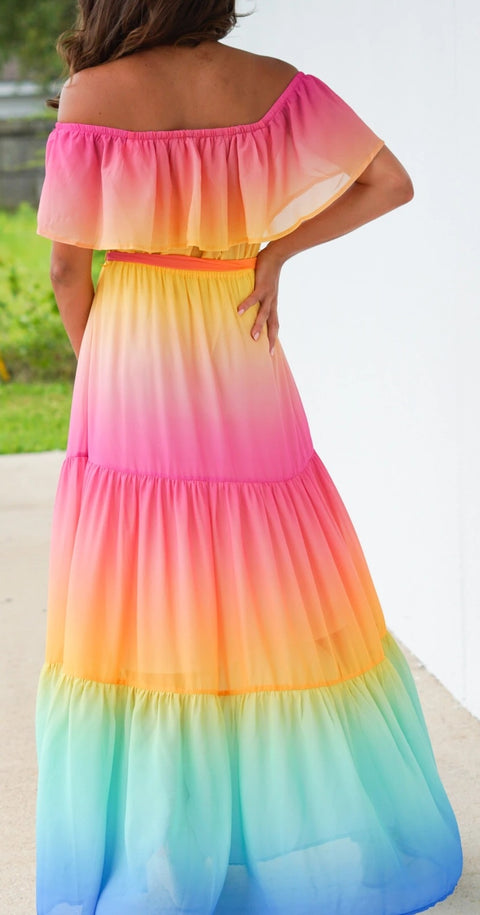 Off Shoulder Ruffled Loose Summer Maxi Dress CODE: KAR677
