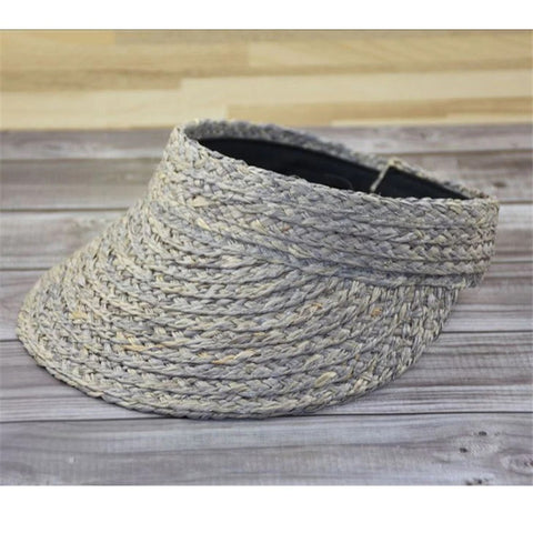 Raffia Foldable Straw Sun Visor Wide Brim Hat Packable CODE: KAR707