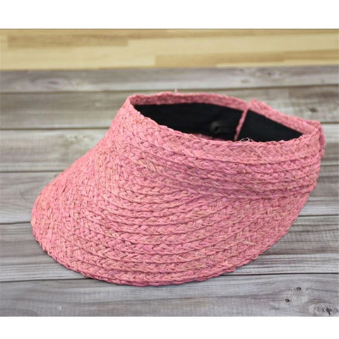 Raffia Foldable Straw Sun Visor Wide Brim Hat Packable CODE: KAR707