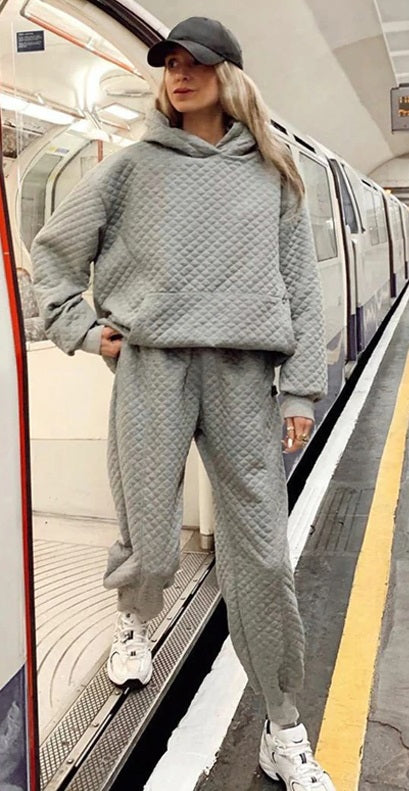 Solid Color Sweatshirt Sweatpants 2-piece Set  CODE: KAR714