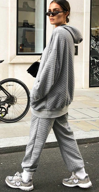 Solid Color Sweatshirt Sweatpants 2-piece Set  CODE: KAR714