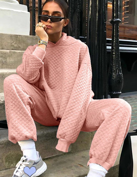 Solid Color Sweatshirt Sweatpants 2-piece Set  CODE: KAR714