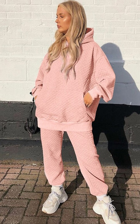 Solid Color Sweatshirt Sweatpants 2-piece Set  CODE: KAR714