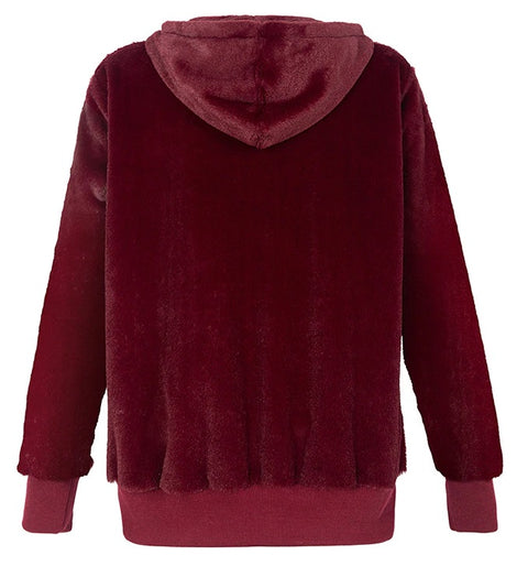 Jacket Thicken Plush Faux Fur Hooded Pocket Coat CODE: KAR737