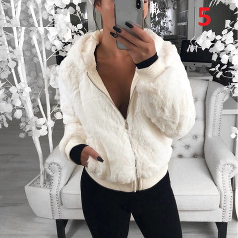 Jacket Thicken Plush Faux Fur Hooded Pocket Coat CODE: KAR737