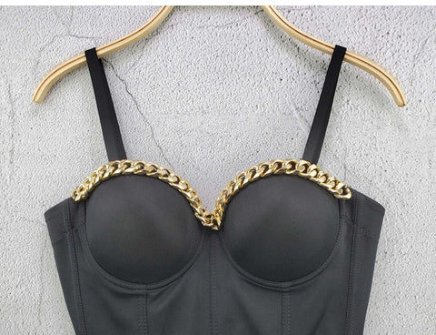 Chain Thin Retro Sleeveless Outer Wear Tops Lady Sexy Chain CODE: KAR744