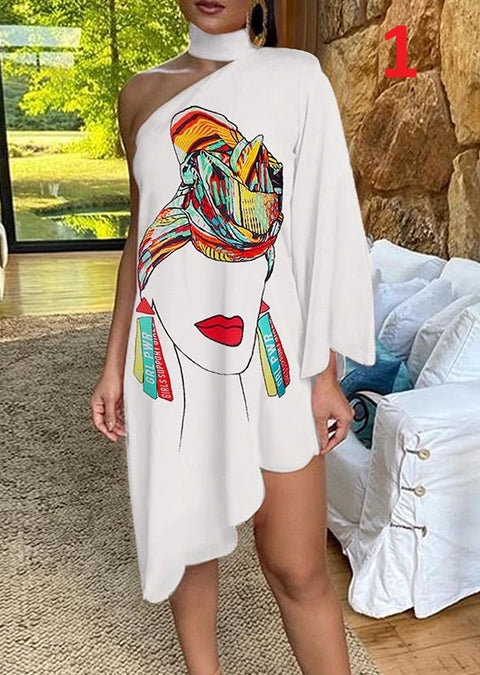 One-shoulder Long Sleeve Party Dress CODE: KAR746