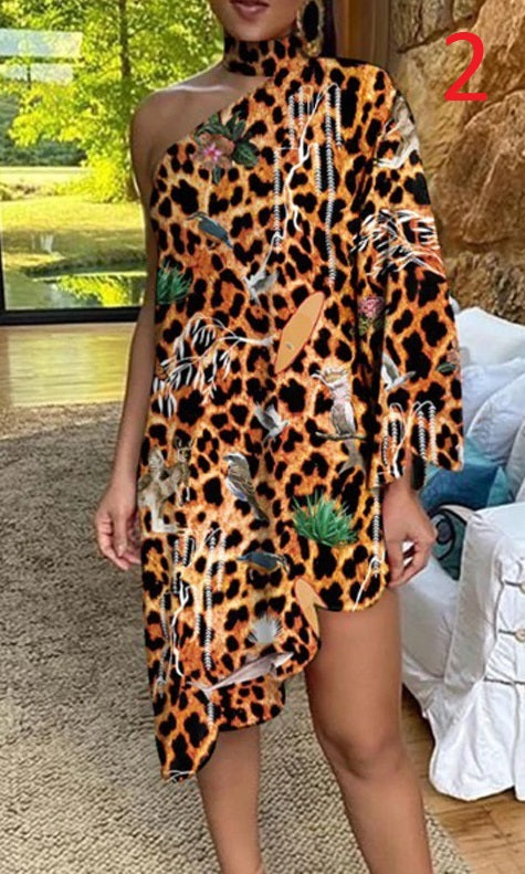 One-shoulder Long Sleeve Party Dress CODE: KAR746
