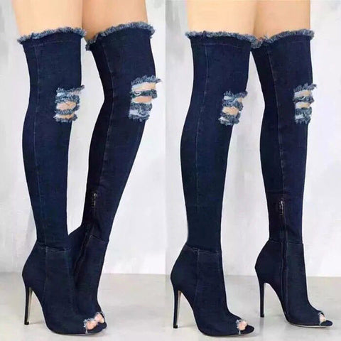 Sexy open sock high heel boots zipper side heel winter CODE: KAR755