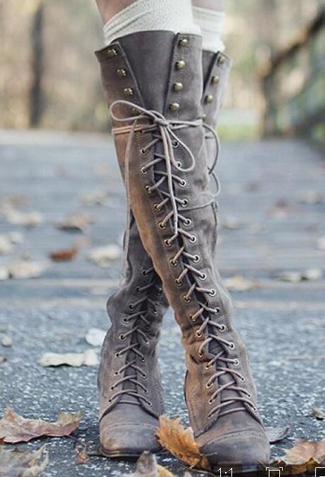 Boots Women Boots Flats Shoes Woman Square Heel CODE: KAR762