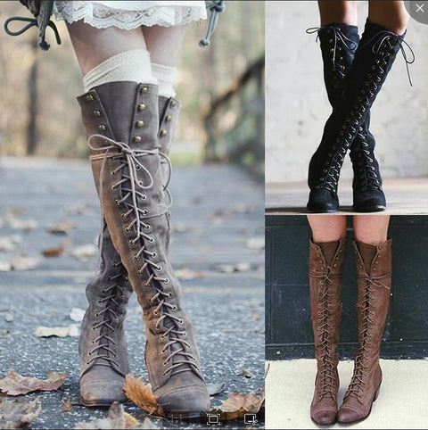 Boots Women Boots Flats Shoes Woman Square Heel CODE: KAR762