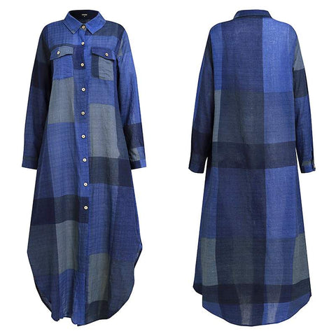 Summer Button Split Print Lapel Neck Party Dress Long Sleeve Maxi CODE: KAR791