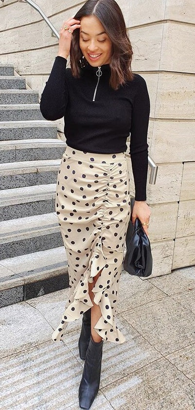 Ruffle Skirt Ladies Summer Midi Skirt Women High Waist CODE: KAR807
