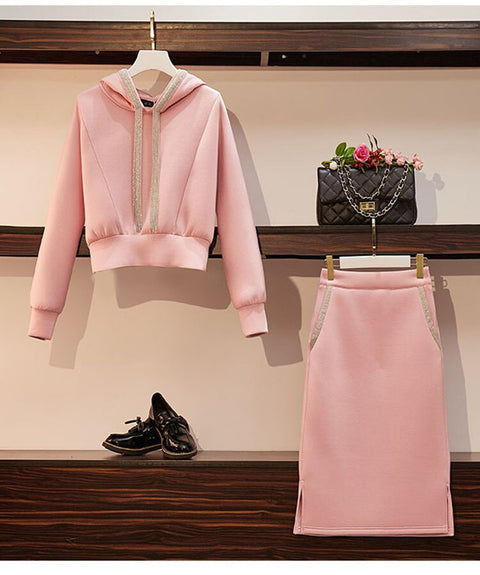 Sets Autumn Winter Sweater Hoody A-Line Sweater Skirt CODE: KAR809
