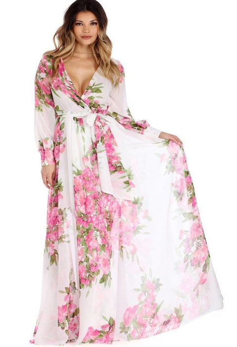 Women Boho Long Maxi Floral Summer Dress Floral CODE: KAR814