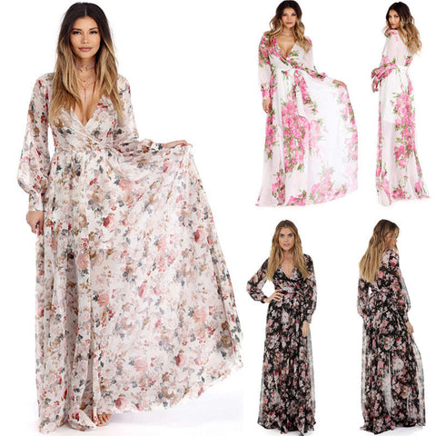 Women Boho Long Maxi Floral Summer Dress Floral CODE: KAR814