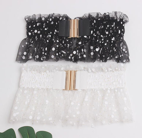 Shiny Elastic Print Mesh Sash Female Dress Corsets Belt CODE: KAR827