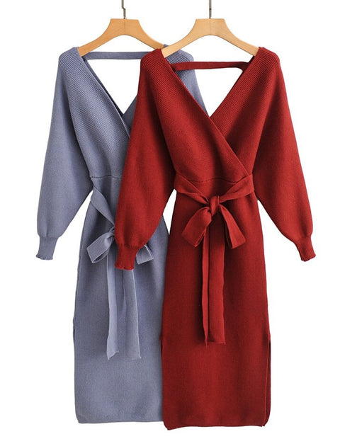Knitting Cotton Winter Thick Sheath Dress CODE: KAR848