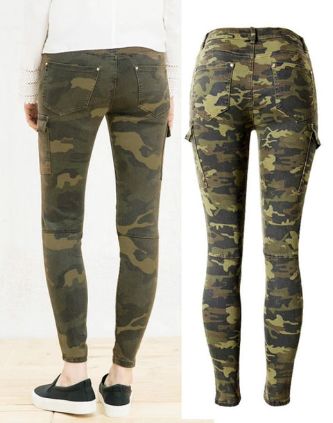 Camouflage Pockets Vintag e Trousers Mujer Push Up Denim Pencil Pants CODE: KAR855