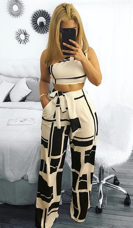 Two Piece Set Women One Shoulder High Waist CODE: KAR887