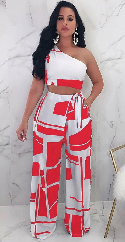 Two Piece Set Women One Shoulder High Waist CODE: KAR887