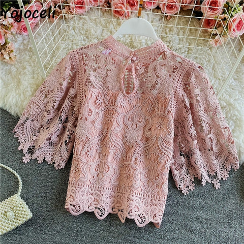 Tops Summer elegant sweet beach casualouse Spring white floral CODE: KAR899