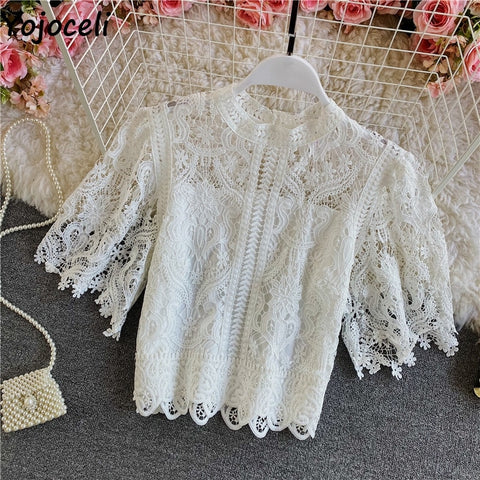 Tops Summer elegant sweet beach casualouse Spring white floral CODE: KAR899