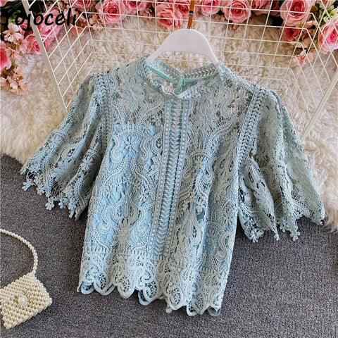 Tops Summer elegant sweet beach casualouse Spring white floral CODE: KAR899