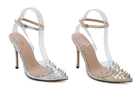 High Heel Sandals Women Shoes Rivet Pointed Toe Sandals CODE: KAR90