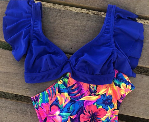 V-neck High-waisted Two Piece Swimsuit CODE: KAR908