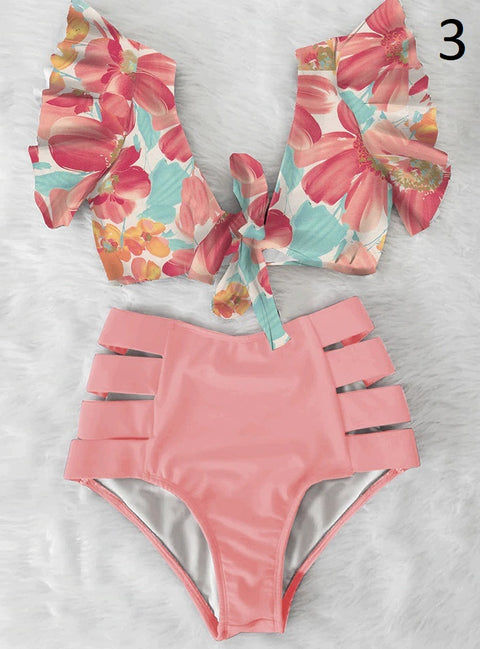 Ruffle Swimwear Women Print Sexy Swimsuit CODE: KAR909