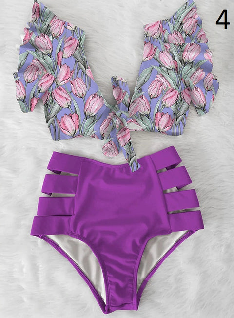 Ruffle Swimwear Women Print Sexy Swimsuit CODE: KAR909