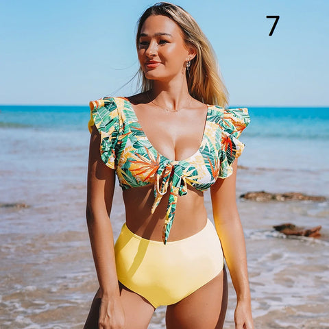 Ruffle Swimwear Women Print Sexy Swimsuit CODE: KAR909