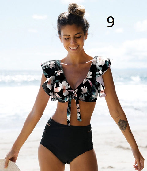 Ruffle Swimwear Women Print Sexy Swimsuit CODE: KAR909