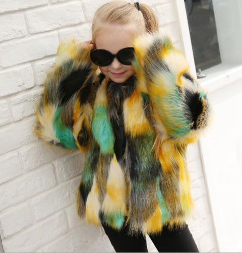 gradient color imitation fur children coat CODE: mon730