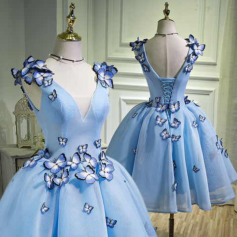 New V-neck Butterfly Embroidery Party Dress CODE: mon534