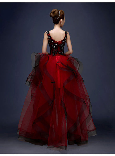 V-neck Sequins Flowers Fluffy Evening Dress CODE: mon535