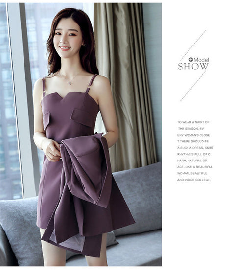 New Tailored Collar Double-breasted Slim Dress Set CODE: mon641