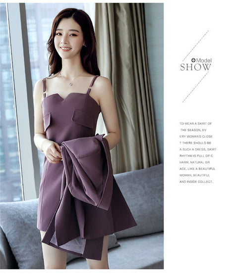 Tailored Collar Double-breasted Slim Dress Set CODE: mon641