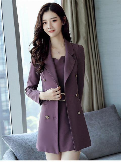New Tailored Collar Double-breasted Slim Dress Set CODE: mon641