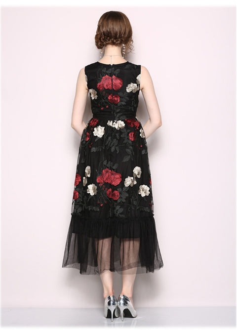 Embroidery Gauze Tank Long Dress CODE: mon855