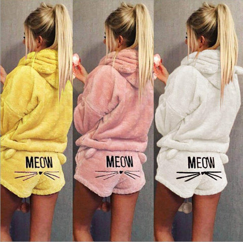 Cat embroidery pajamas hooded two-piece suit CODE: mon1160