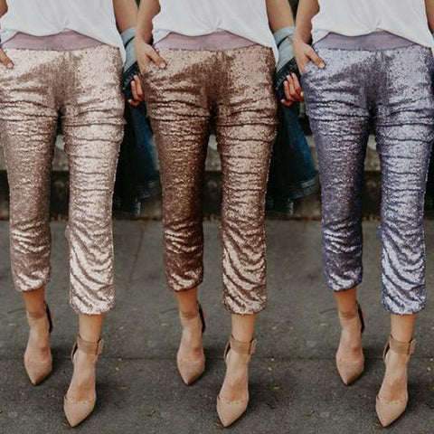 New Rose gold sequins casual pants CODE: mon788